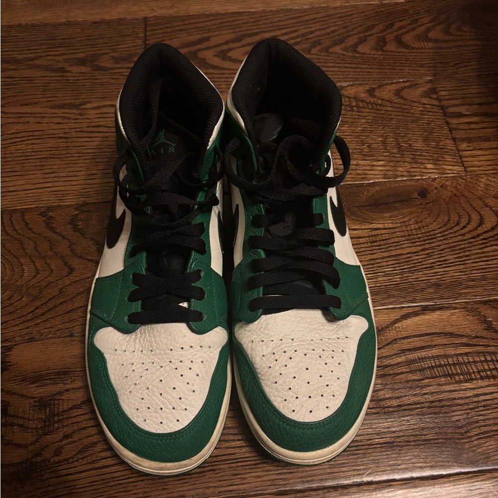 Jordan Green and White High-Top Sneakers